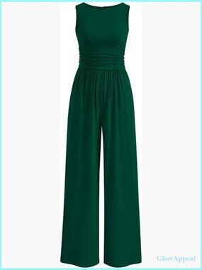 Sleeveless Wide Leg Jumpsuit Romper Dressy Casual Summer